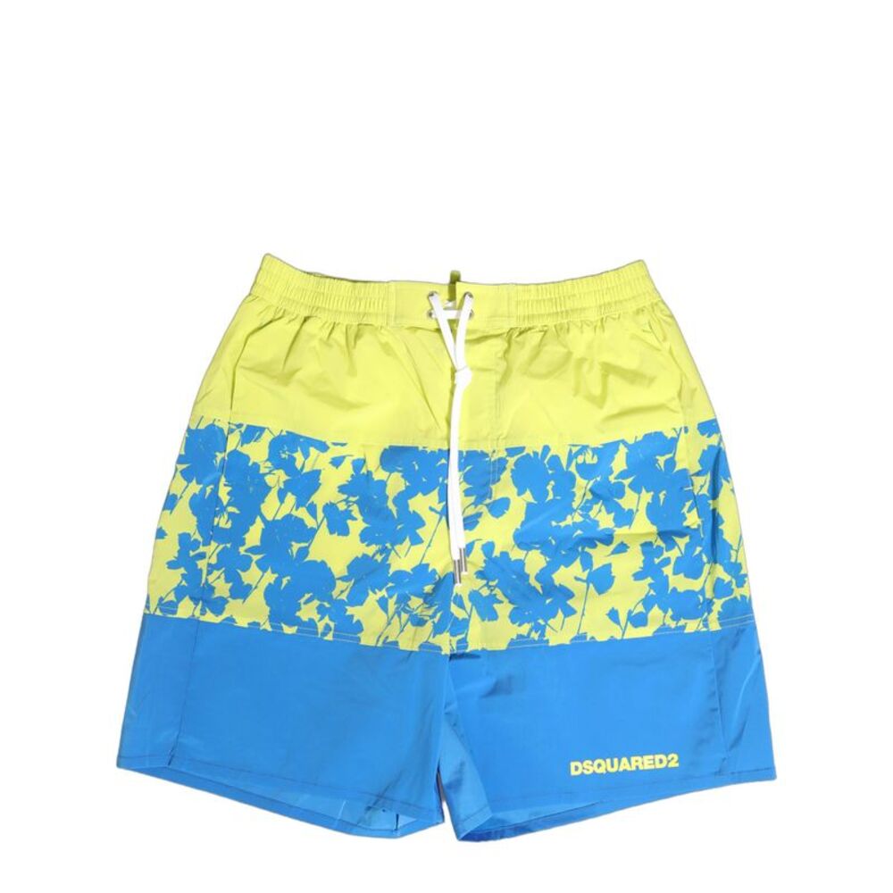 Dsquared² Blue Yellow Floral Boxer Shorts Beachwear Men's Swimwear